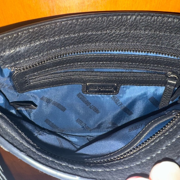 Harley-Davidson Black Leather Hip Purse Crossbody Bag with Tassel - Picture 7 of 8